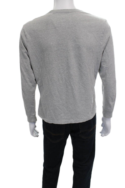 J Crew Mens Gray Long Sleeve Crewneck Shirt 100% Cotton Size M