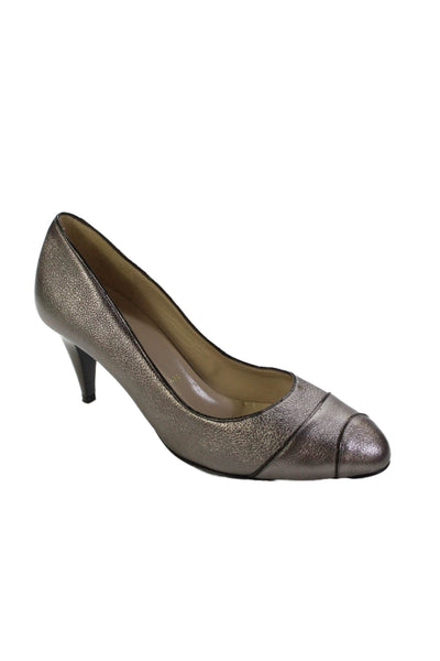 Bruno Magli Womens Leather Round Toe Slide On Pumps Grey Size 37 7