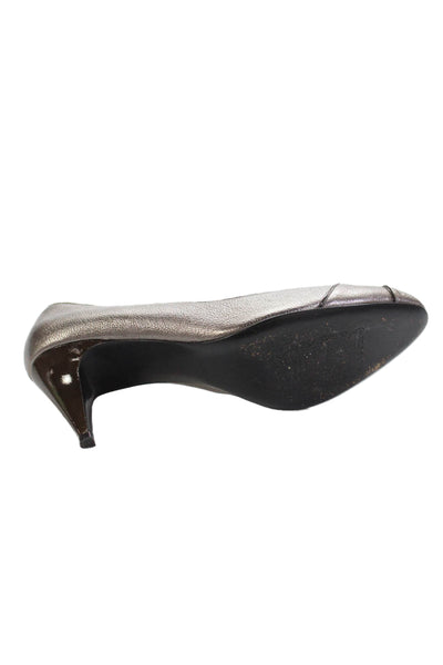 Bruno Magli Womens Leather Round Toe Slide On Pumps Grey Size 37 7