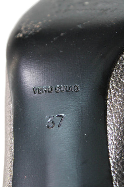 Bruno Magli Womens Leather Round Toe Slide On Pumps Grey Size 37 7