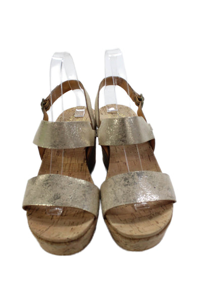 Kork Ease Womens Cork Platform Wedge Slingbacks Sandals Gold Size 9 Medium