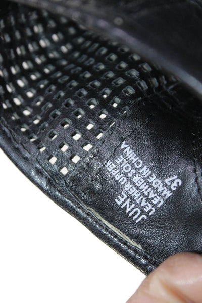 Ash Womens Perforated Leather Peep Toe Wedge Ankle Boots Black Size 37 7