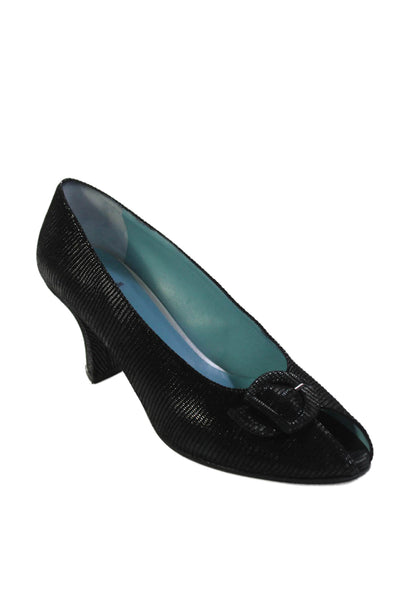 Thierry Rabotin Womens Peep Toe Buckle Yasmin Pumps Black Size 40 10