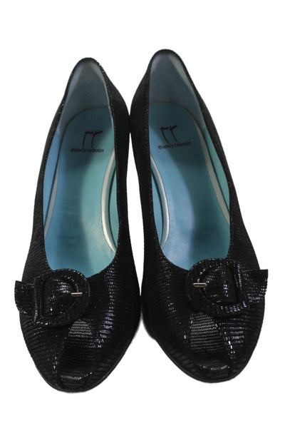 Thierry Rabotin Womens Peep Toe Buckle Yasmin Pumps Black Size 40 10