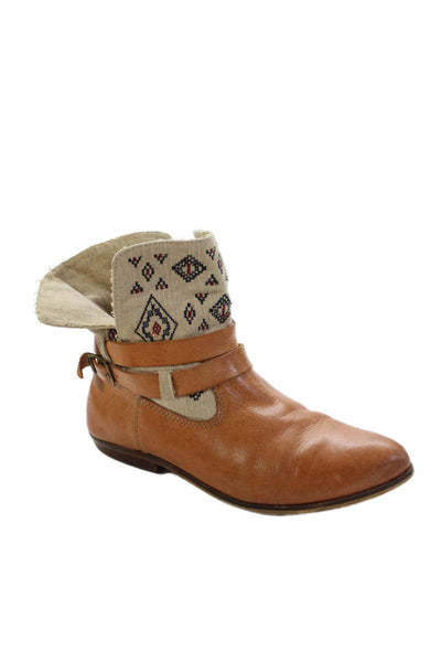 Latigo Womens Leather Geometric Detail Ankle Boots Brown Size 8