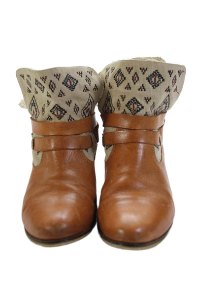 Latigo Womens Leather Geometric Detail Ankle Boots Brown Size 8