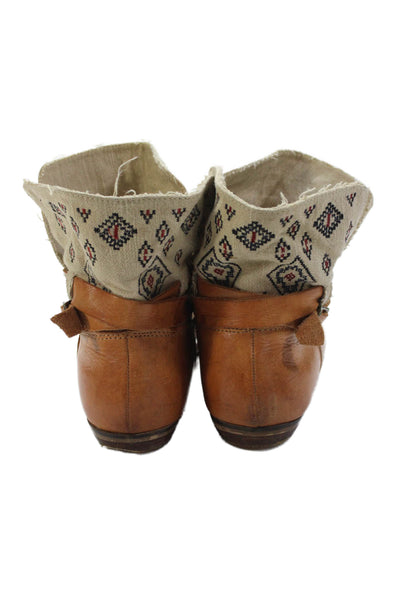 Latigo Womens Leather Geometric Detail Ankle Boots Brown Size 8