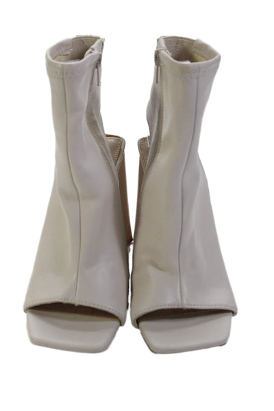 Steve Madden Womens Side Zip Block Heel Cut Out Peep Toe Pumps White Size 7