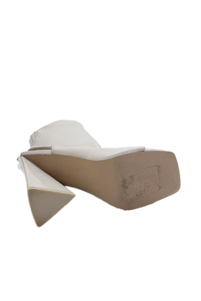 Steve Madden Womens Side Zip Block Heel Cut Out Peep Toe Pumps White Size 7