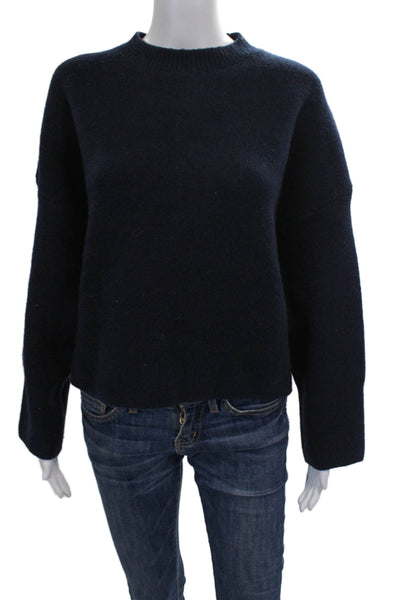 Zara Womens Blue Mock Neck Pullover Sweater Acrylic Long Sleeve Casual Size S