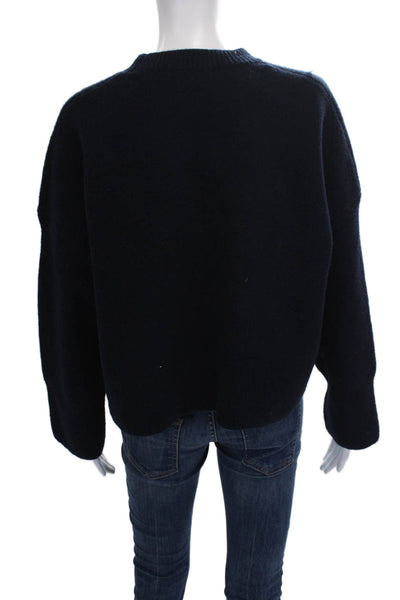 Zara Womens Blue Mock Neck Pullover Sweater Acrylic Long Sleeve Casual Size S