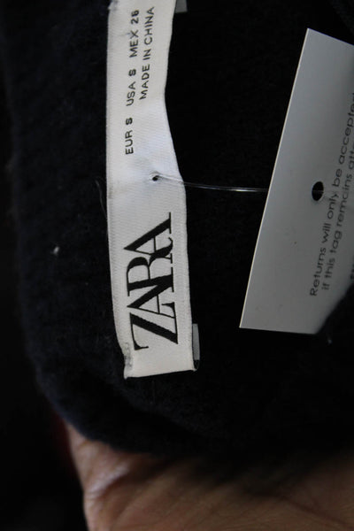Zara Womens Blue Mock Neck Pullover Sweater Acrylic Long Sleeve Casual Size S