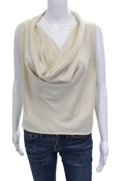 Zara Womens Basic Cowl Neck Sleeveless Blouse Beige Polyester Size M