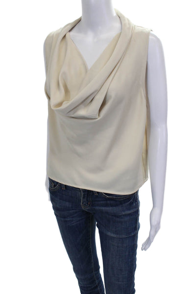 Zara Womens Basic Cowl Neck Sleeveless Blouse Beige Polyester Size M