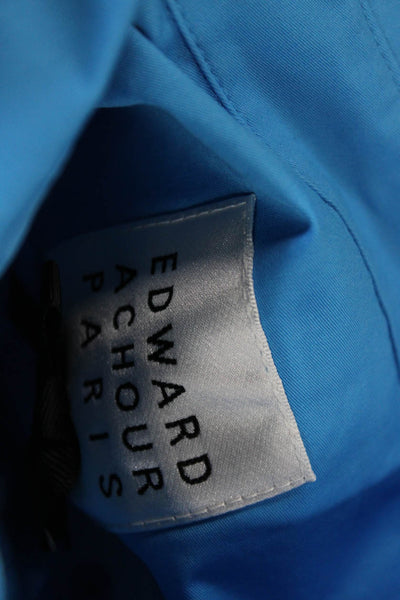 Edward Achour Womens Blue Collared 3/4 Sleeve Basic Blouse Size S