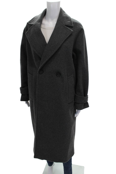 Zara Women Overcoat Gray Button Polyester Long Sleeve Size XS