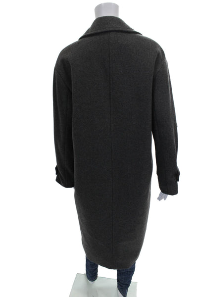 Zara Women Overcoat Gray Button Polyester Long Sleeve Size XS