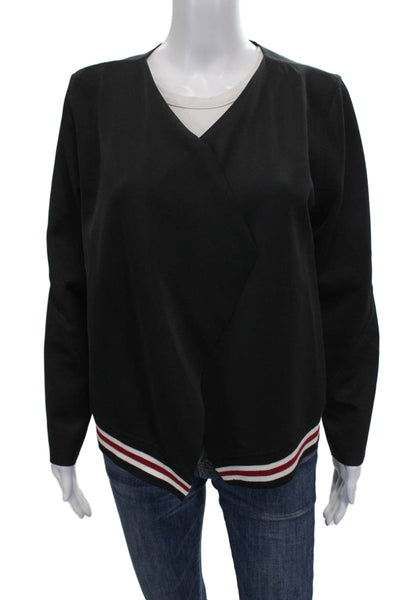philosophy Womens Black V-Neck Long Sleeve Basic Blouse Polyester Size M