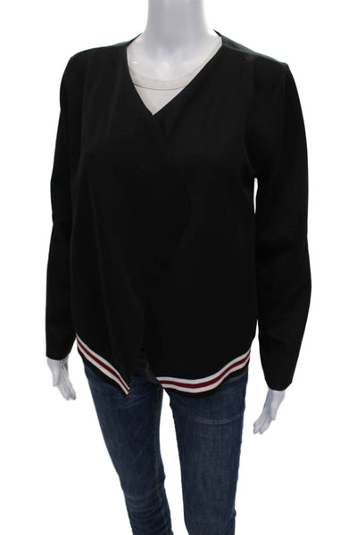 philosophy Womens Black V-Neck Long Sleeve Basic Blouse Polyester Size M