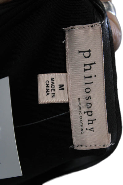 philosophy Womens Black V-Neck Long Sleeve Basic Blouse Polyester Size M