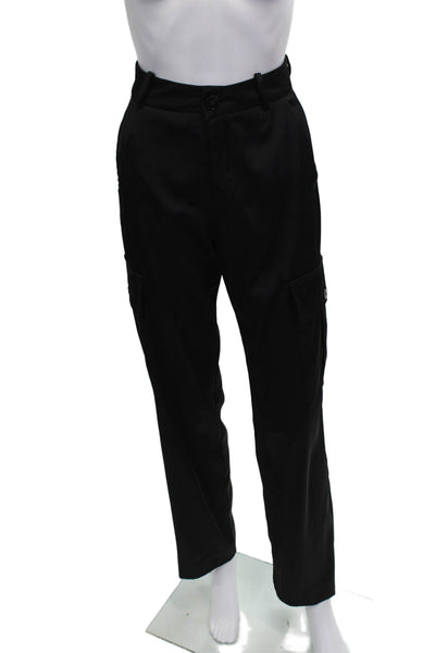 Zara Womens Black Cargo Pants Polyester Button Inseam 30 Size XS