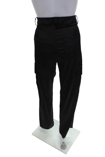Zara Womens Black Cargo Pants Polyester Button Inseam 30 Size XS
