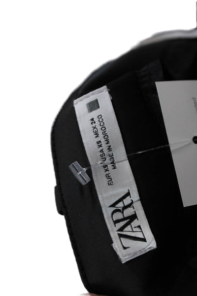 Zara Womens Black Cargo Pants Polyester Button Inseam 30 Size XS