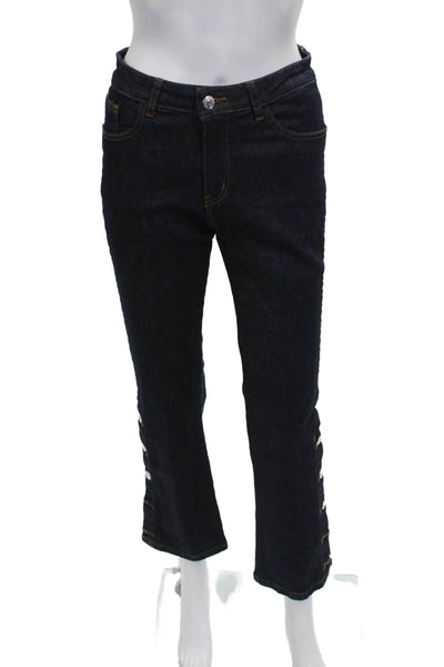 Vilagallo Womens Cropped Blue Cotton Jeans Size 38