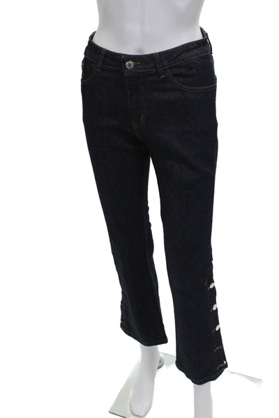 Vilagallo Womens Cropped Blue Cotton Jeans Size 38