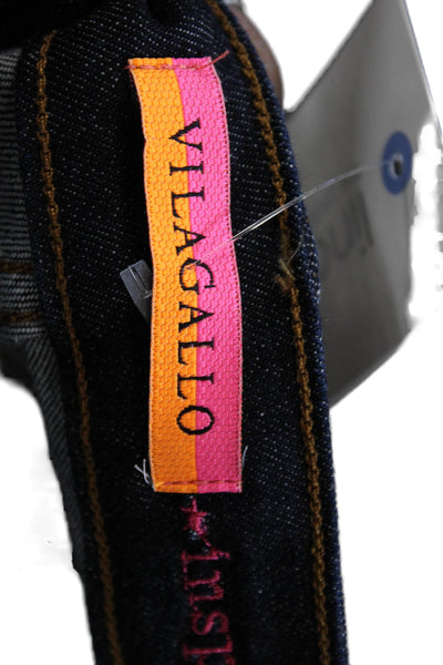 Vilagallo Womens Cropped Blue Cotton Jeans Size 38