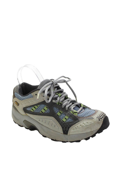 Designer Women's Lace Up Rubber Sole Hiking Sneakers Blue/Gray Size 8