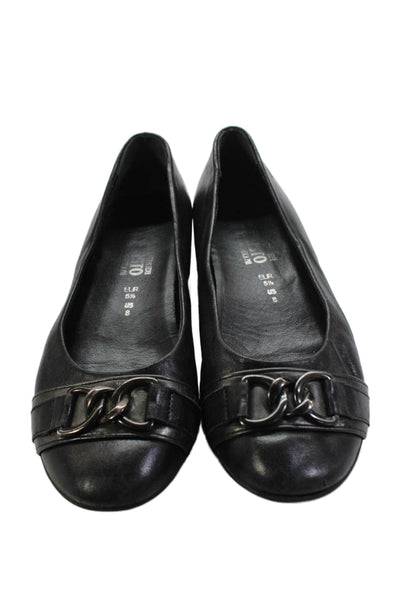 Mephisto Womens Leather Embellished Ballet Flats Shoes Black Size 5.5