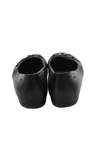 Mephisto Womens Leather Embellished Ballet Flats Shoes Black Size 5.5