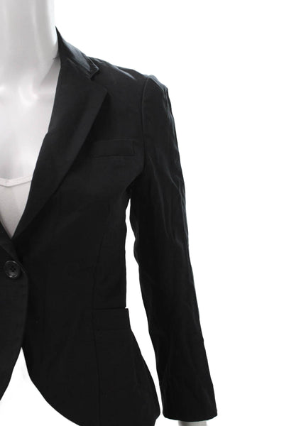 Theory Womens Black Cotton Blazer 3/4 Sleeve Size 2