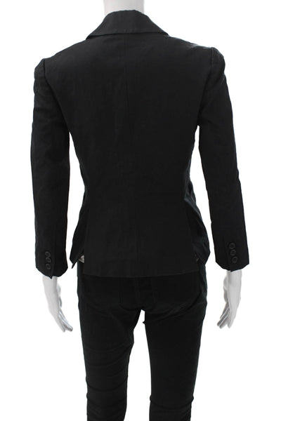 Theory Womens Black Cotton Blazer 3/4 Sleeve Size 2