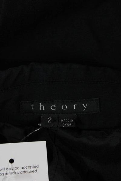 Theory Womens Black Cotton Blazer 3/4 Sleeve Size 2