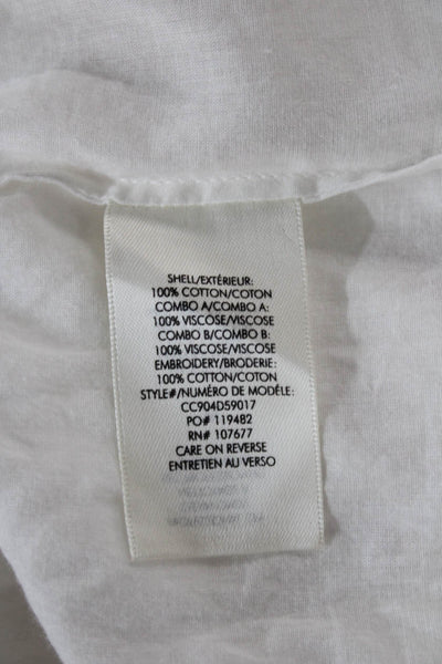 Alice + Olivia Women White Cotton Off the Shoulder Long Sleeve Blouse Size XS