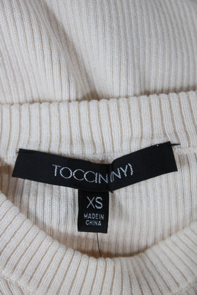 Toccin Womens Sheath Dress Beige Short Sleeve Crew Neck Size XS