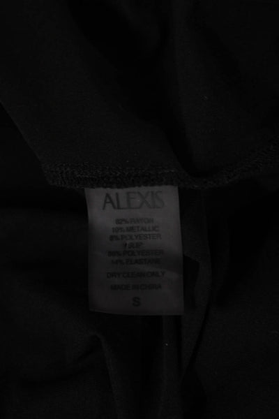Alexis Womens Wrap Dress Black Long Sleeve V Neck Rayon Size S