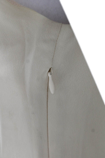Chloe Womens Shift Dress Ivory Square Neck Short Sleeve Zip Size 4
