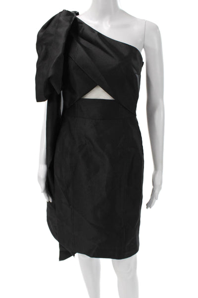Toccin Women Sheath One Shoulder Black Knee Length Dress Size 4