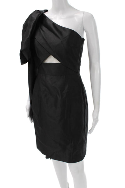 Toccin Women Sheath One Shoulder Black Knee Length Dress Size 4