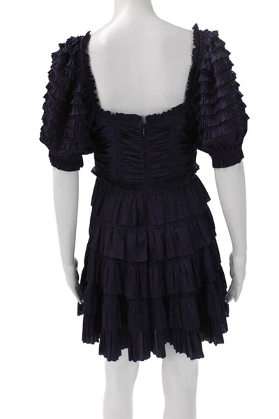 Ulla Johnson Women Fit & Flare Dress Purple Square Neck Short Sleeve Size 2