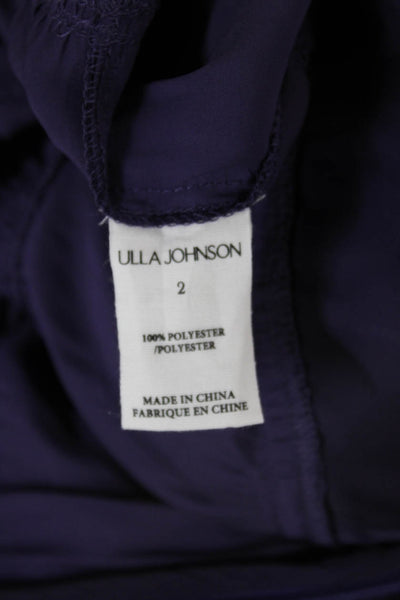 Ulla Johnson Women Fit & Flare Dress Purple Square Neck Short Sleeve Size 2