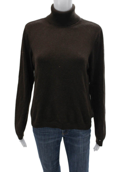 Ralph Lauren Women Silk Turtleneck Pullover Brown Long Sleeve Solid Size XL