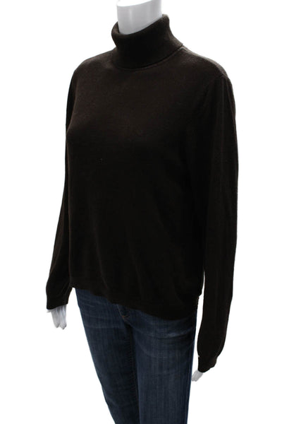 Ralph Lauren Women Silk Turtleneck Pullover Brown Long Sleeve Solid Size XL