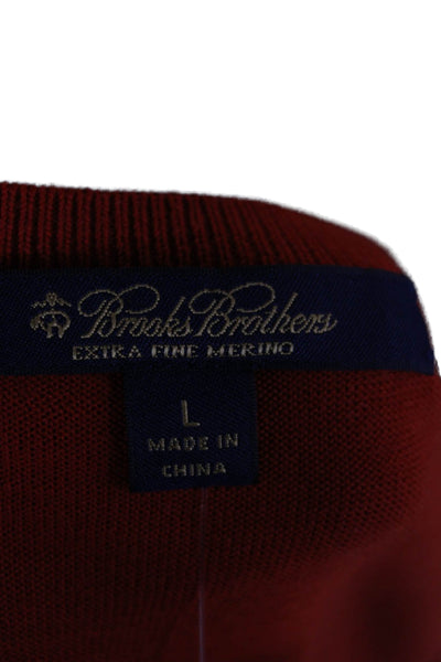 Brooks Brothers Women Merino Wool Crew Neck Vest Sweater Orange Solid Size L