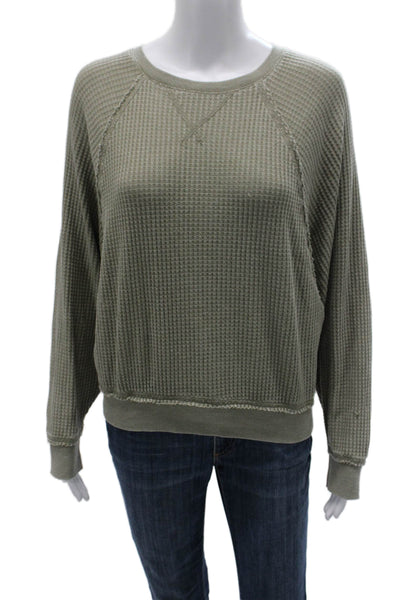 Z Supply Women Green Cotton Crew Neck Pullover Sweater Long Sleeve Size S