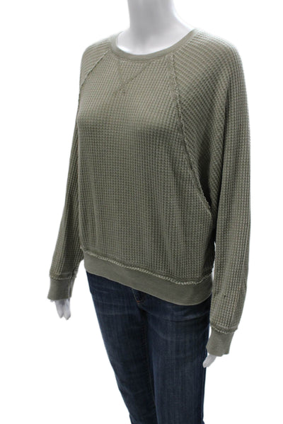 Z Supply Women Green Cotton Crew Neck Pullover Sweater Long Sleeve Size S