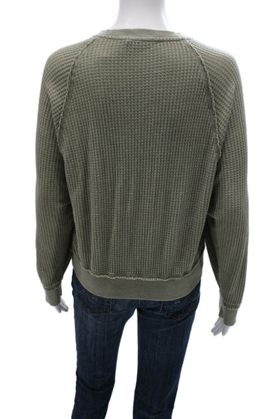 Z Supply Women Green Cotton Crew Neck Pullover Sweater Long Sleeve Size S